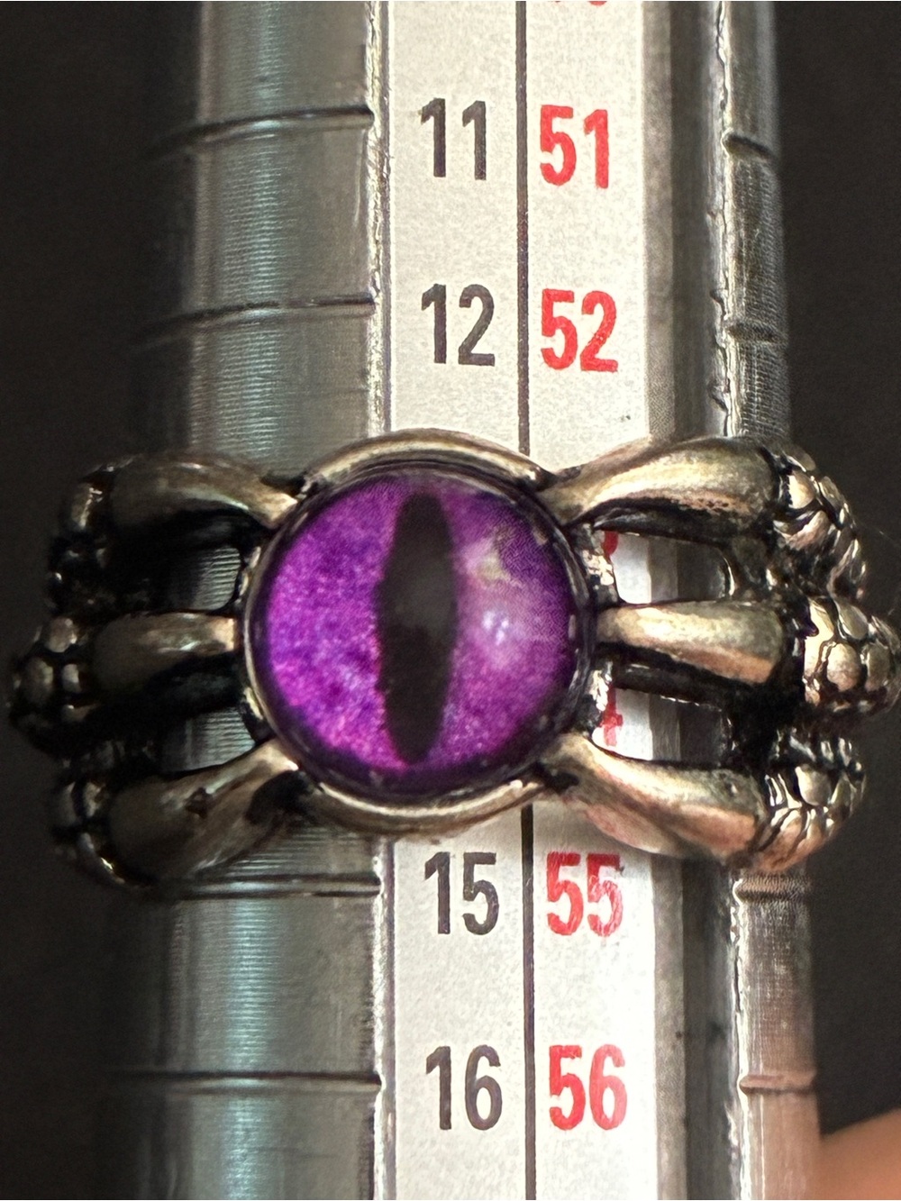 Purple Dragon Eye Claw Ring - Gothic Statement Ring